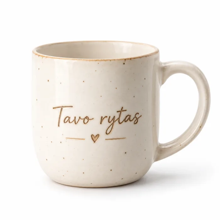 Personalizuotas keraminis puodelis „Tavo rytas“